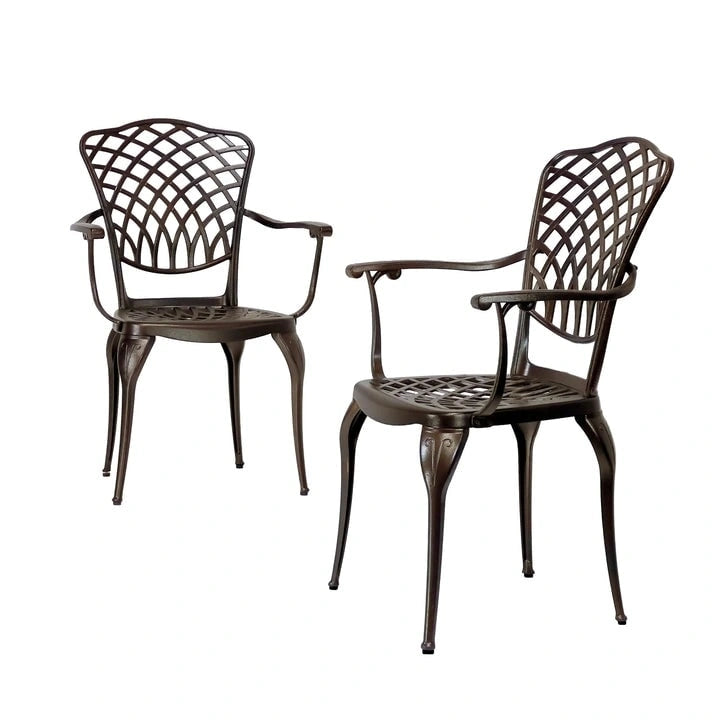Kinger Home Arden 2-Piece Outdoor Patio Dining Chairs, Cast Aluminum