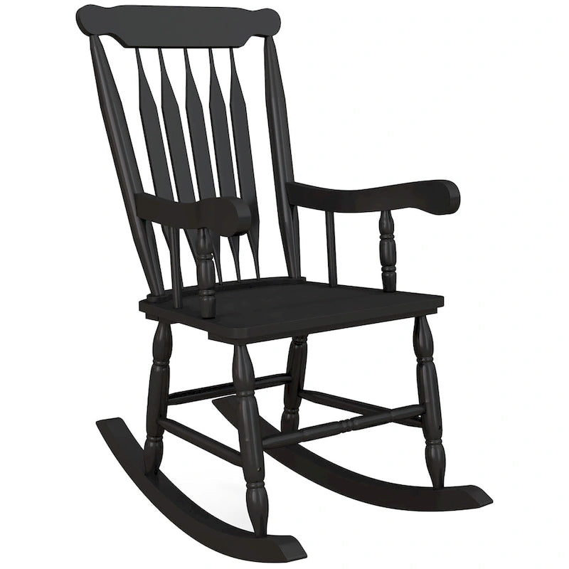 Outsunny Outdoor Wood Rocking Chair, 350 lbs. Porch Rocker with High Back for Garden, Patio, Balcony