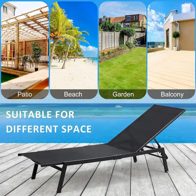 AECOJOY Adjustable Patio Aluminum Lounge Chairs for Outside
