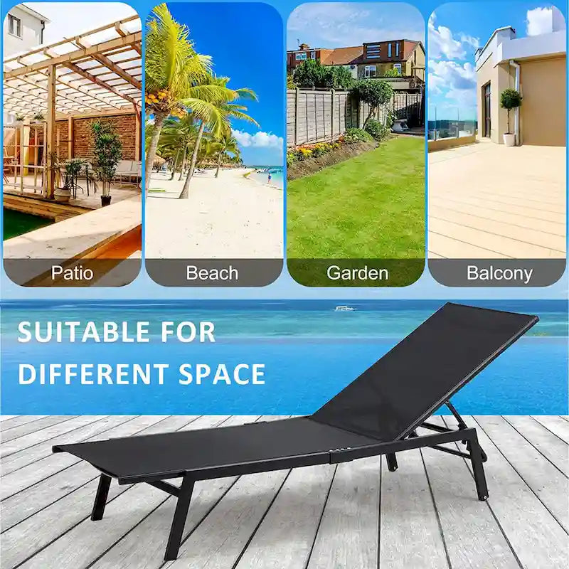 AECOJOY Adjustable Patio Aluminum Lounge Chairs for Outside