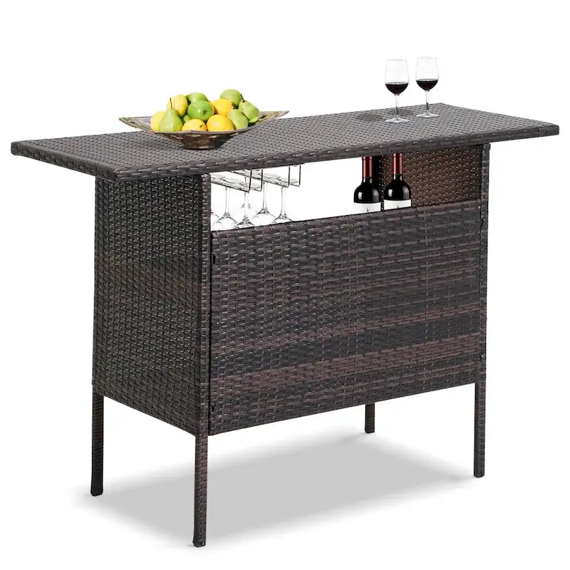 Outdoor Patio Rattan Bar Counter Table