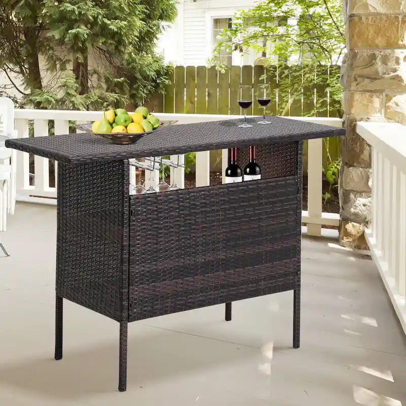 Outdoor Patio Rattan Bar Counter Table
