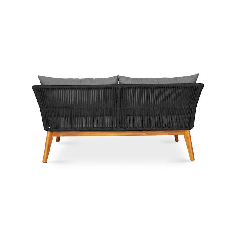 M4H Mieres 4-Piece Acacia Wood Outdoor Rope Conversation Set