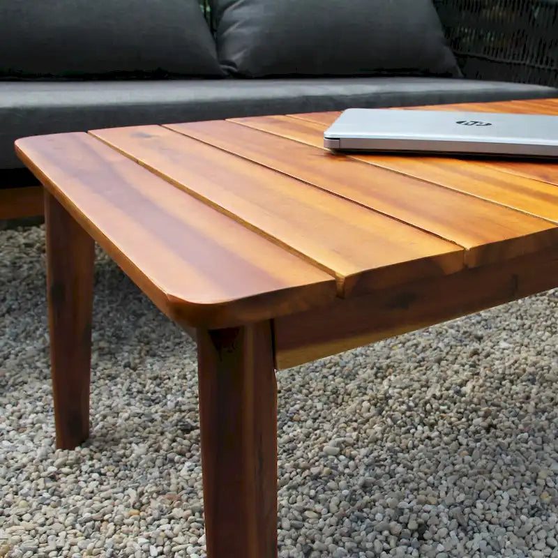 M4H Mieres 4-Piece Acacia Wood Outdoor Rope Conversation Set