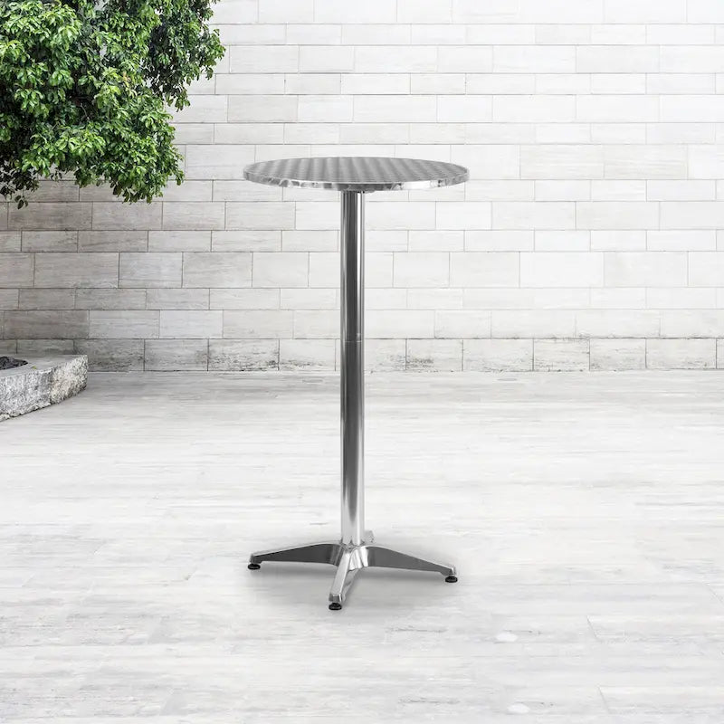 23.25  Round Aluminum Indoor-Outdoor Bar Height Table with Flip-Up Table