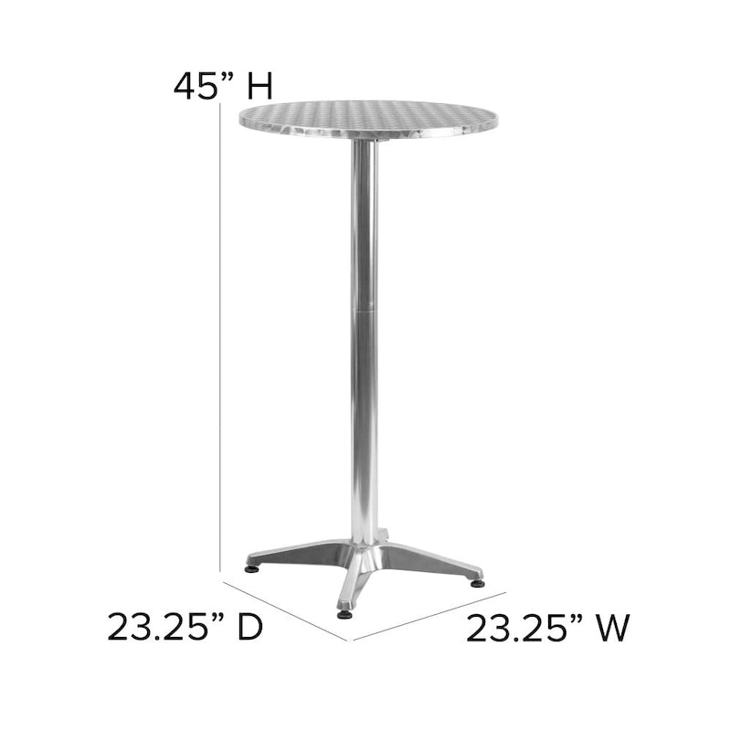 23.25  Round Aluminum Indoor-Outdoor Bar Height Table with Flip-Up Table
