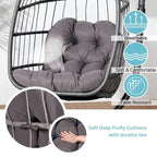 Egg Chair with Stand,Patio Rattan Wicker Hanging Swing,Indoor Outdoor - Egg Chair with Stand