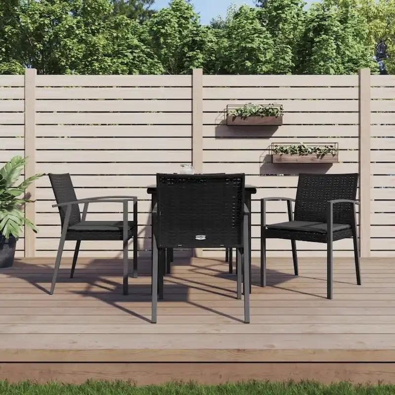 vidaXL 3/5/7/9 Piece Patio Dining Set with Cushions Poly Rattan and Steel