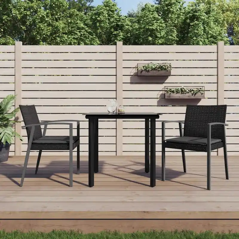 vidaXL 3/5/7/9 Piece Patio Dining Set with Cushions Poly Rattan and Steel