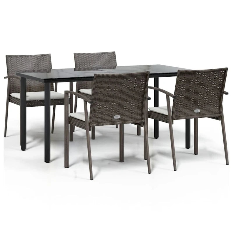vidaXL 3/5/7/9 Piece Patio Dining Set with Cushions Poly Rattan and Steel