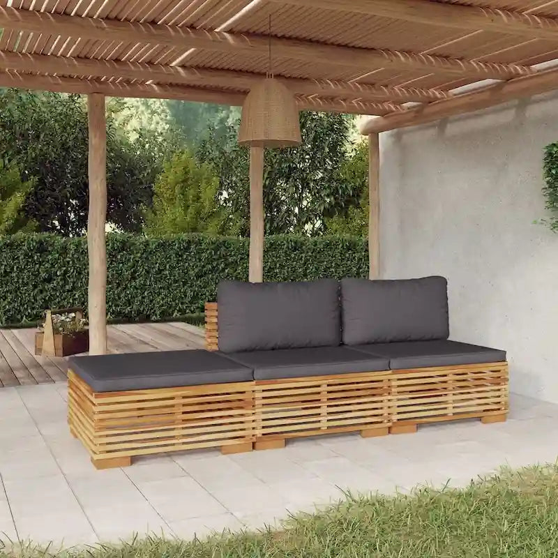 vidaXL 3 Piece Patio Lounge Set with Cushions Solid Wood Teak - 27.4  x 27.4  x 23.6