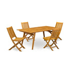 Outdoor Set - Chairs with Slatted Back and Rectangular Table with Wood 4 legs - Natural Oil Finish (Pieces Option) - 72