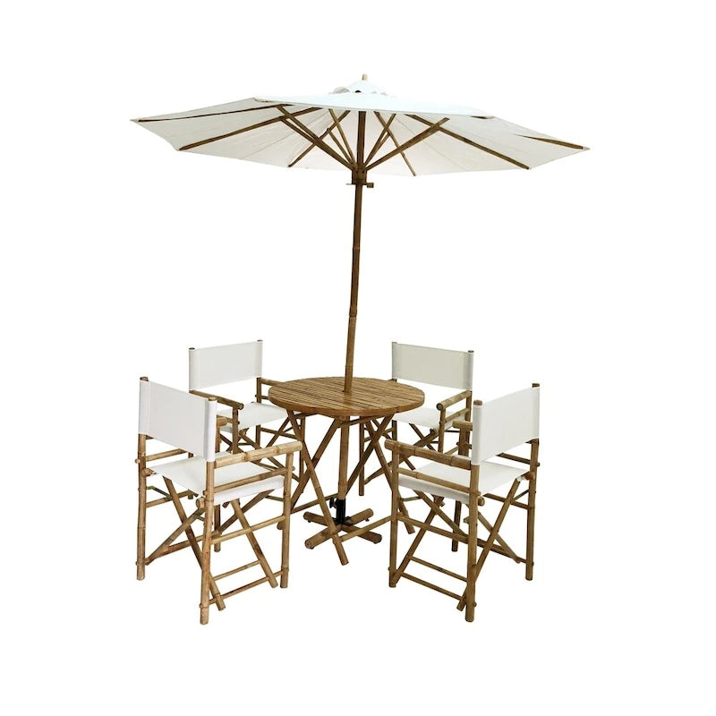 Salute 6-piece Bamboo Patio Set with Round Table and Umbrella by Havenside Home