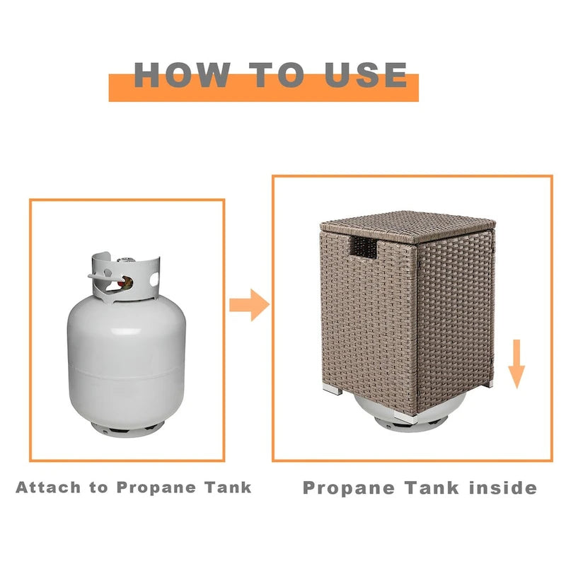 COSIEST 3-Piece Outdoor Wicker Cushioned Loveseat with Fire Pit Table Set