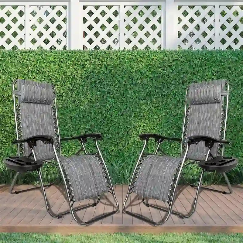 Set Of 2 Zero Gravity Chair, Patio Folding Lawn Outdoor Lounge Camp Reclining Lounge Chair for Poolside Backyard and Beach