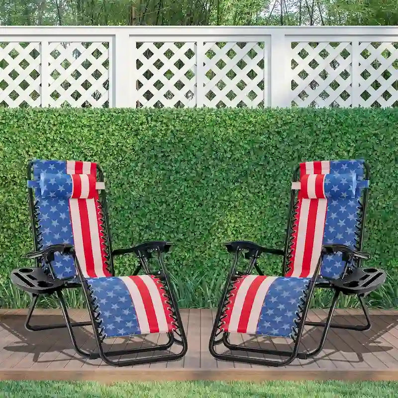 Set Of 2 Zero Gravity Chair, Patio Folding Lawn Outdoor Lounge Camp Reclining Lounge Chair for Poolside Backyard and Beach