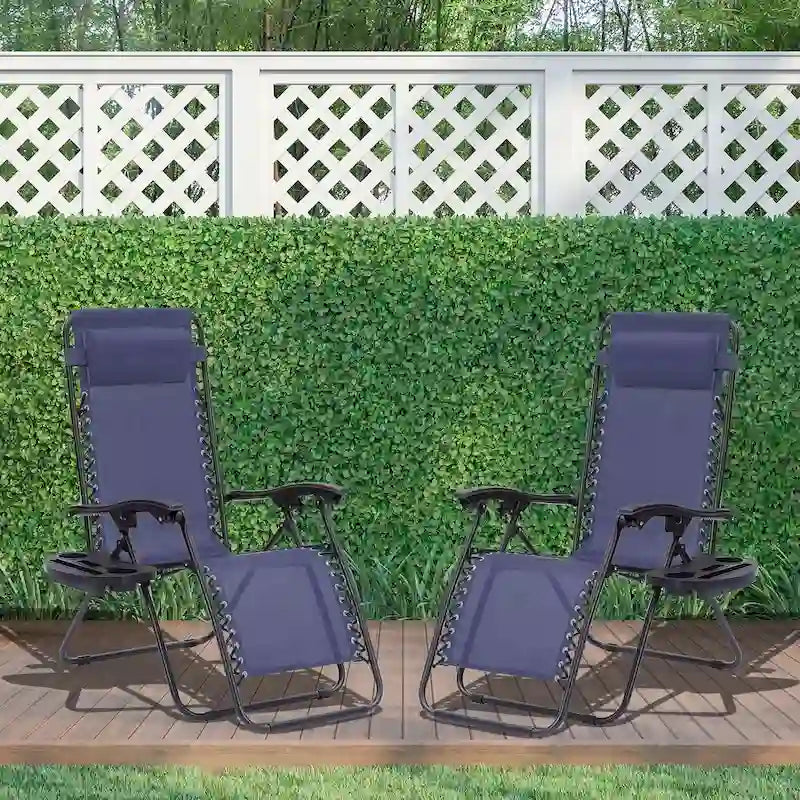 Set Of 2 Zero Gravity Chair, Patio Folding Lawn Outdoor Lounge Camp Reclining Lounge Chair for Poolside Backyard and Beach