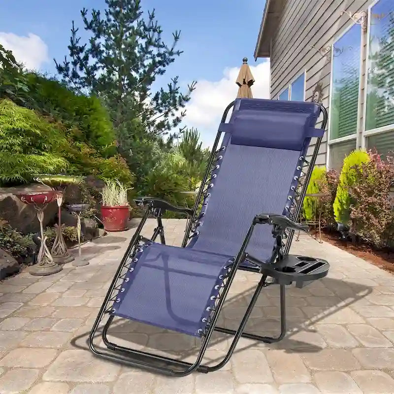 Set Of 2 Zero Gravity Chair, Patio Folding Lawn Outdoor Lounge Camp Reclining Lounge Chair for Poolside Backyard and Beach