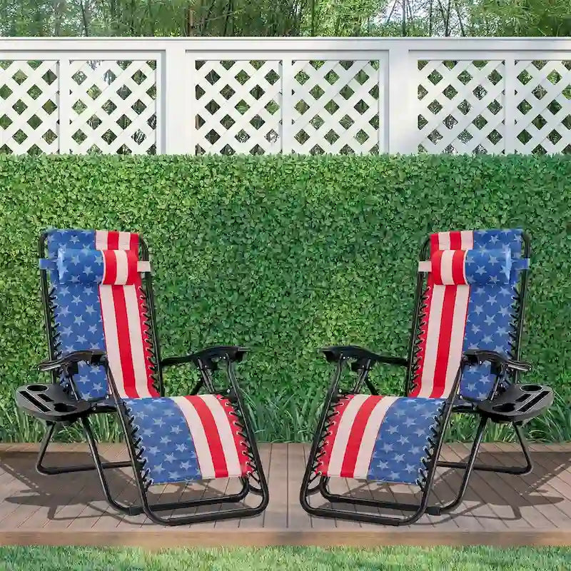 Set Of 2 Zero Gravity Chair, Patio Folding Lawn Outdoor Lounge Camp Reclining Lounge Chair for Poolside Backyard and Beach