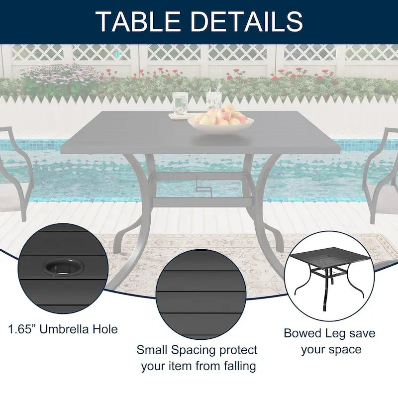 Outdoor 5 Piece Patio Swivel Chair Dining Table Set