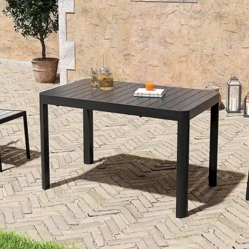 Outdoor 5/7-Piece Patio Aluminum Dining Set Stackable Chairs and Extendable Table