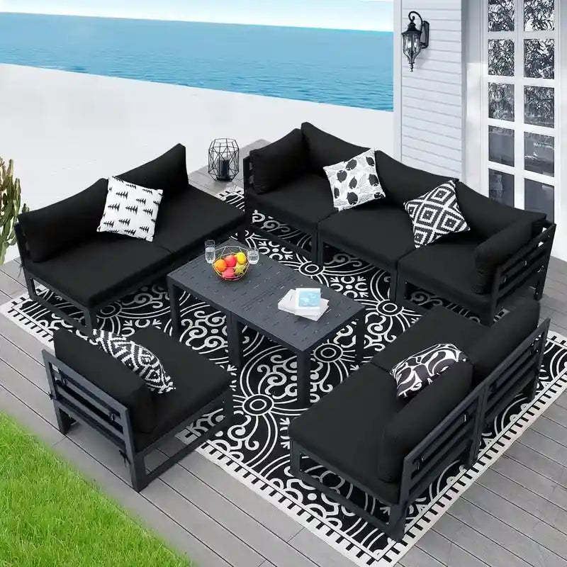 FINCATI Outdoor Aluminum Furniture Patio Sectional Sofa Set with Table