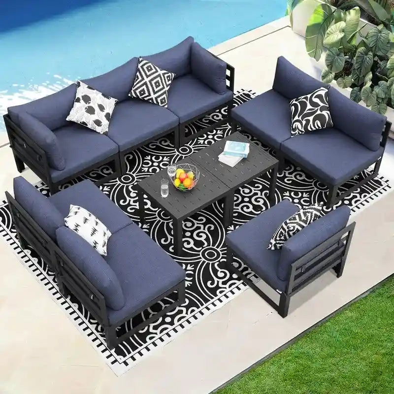 FINCATI Outdoor Aluminum Furniture Patio Sectional Sofa Set with Table