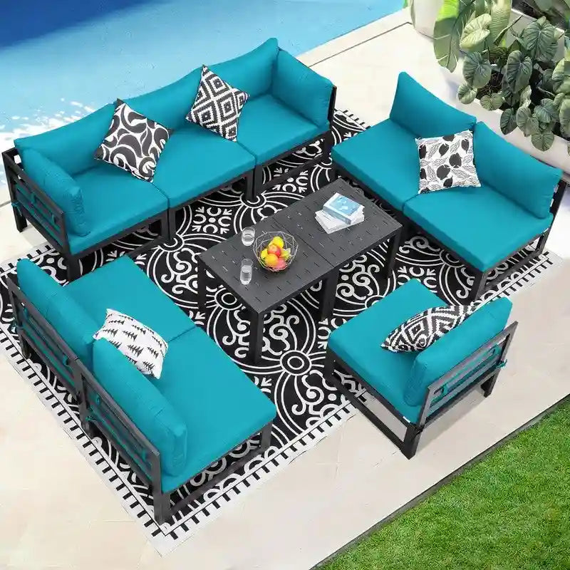 FINCATI Outdoor Aluminum Furniture Patio Sectional Sofa Set with Table