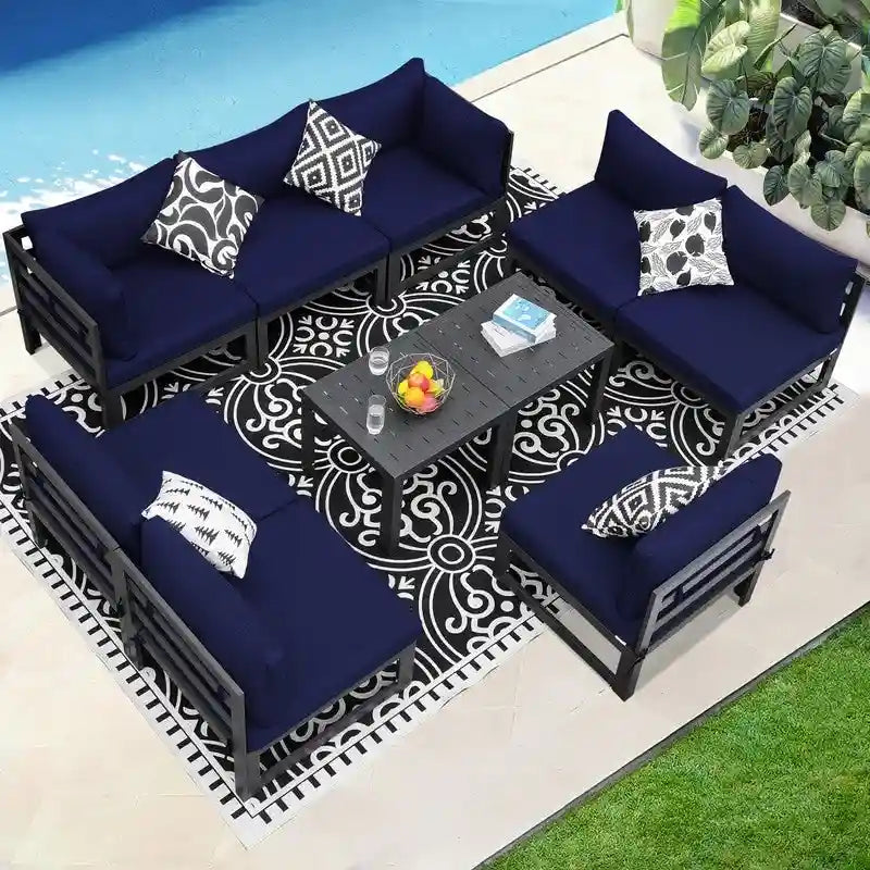 FINCATI Outdoor Aluminum Furniture Patio Sectional Sofa Set with Table