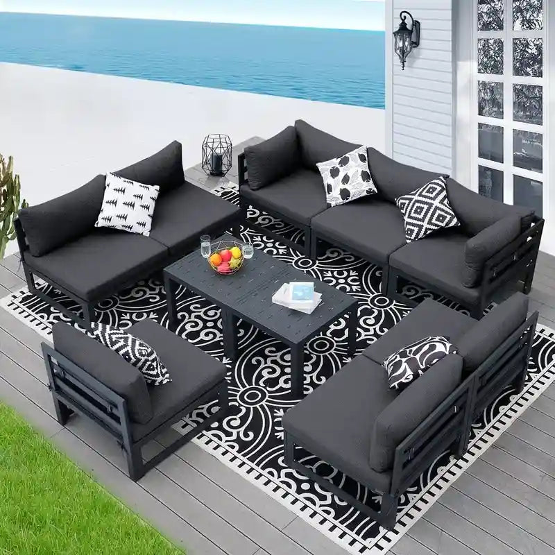 FINCATI Outdoor Aluminum Furniture Patio Sectional Sofa Set with Table