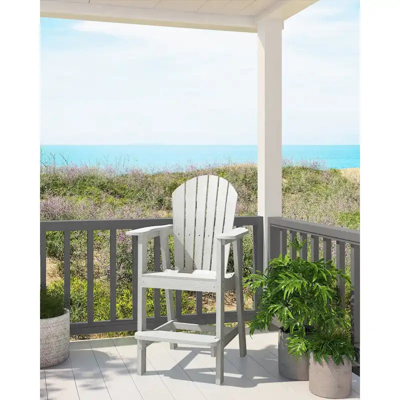 Rustic Adirondack Chairs Outdoor BarStools with Hight Back Design