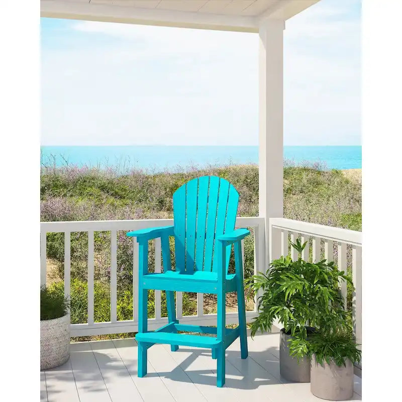 Rustic Adirondack Chairs Outdoor BarStools with Hight Back Design