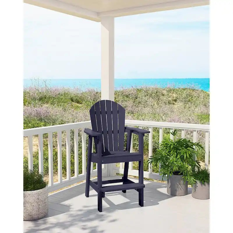 Rustic Adirondack Chairs Outdoor BarStools with Hight Back Design