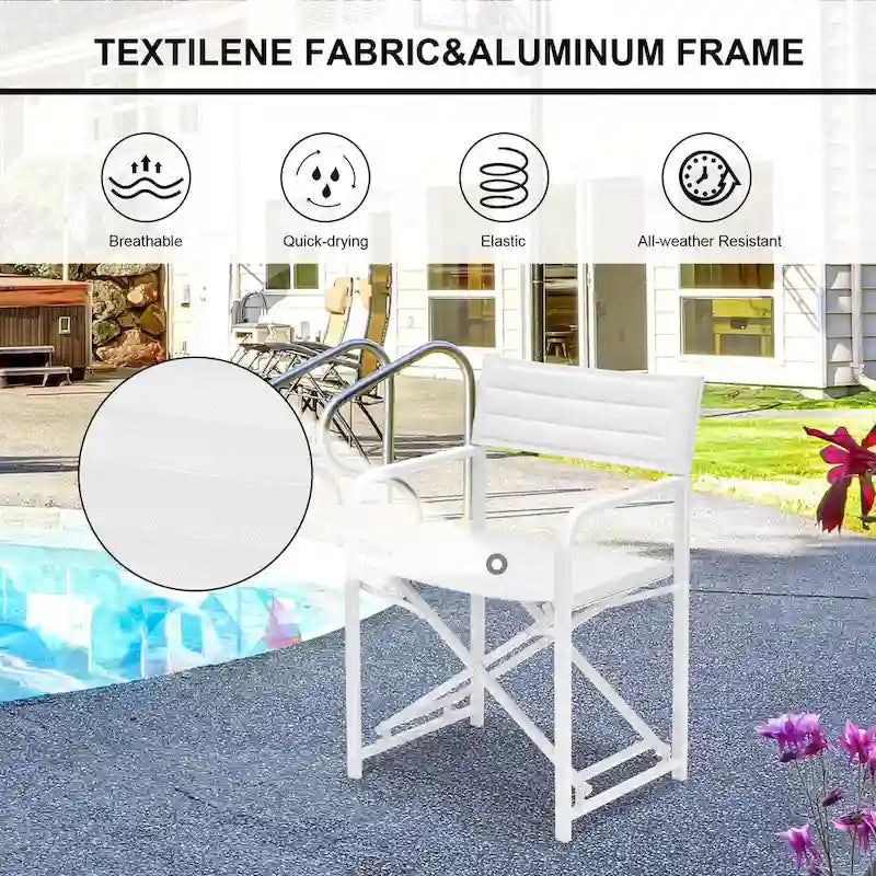 Aoodor Outdoor Patio 4-Pack 34  Director's Chairs, 225 lbs Capacity - N/A