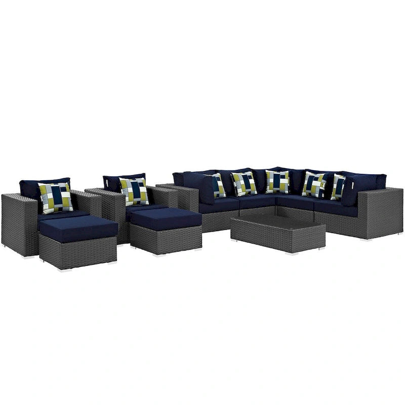 Sojourn 10-piece Outdoor Patio Sunbrella Sectional Set