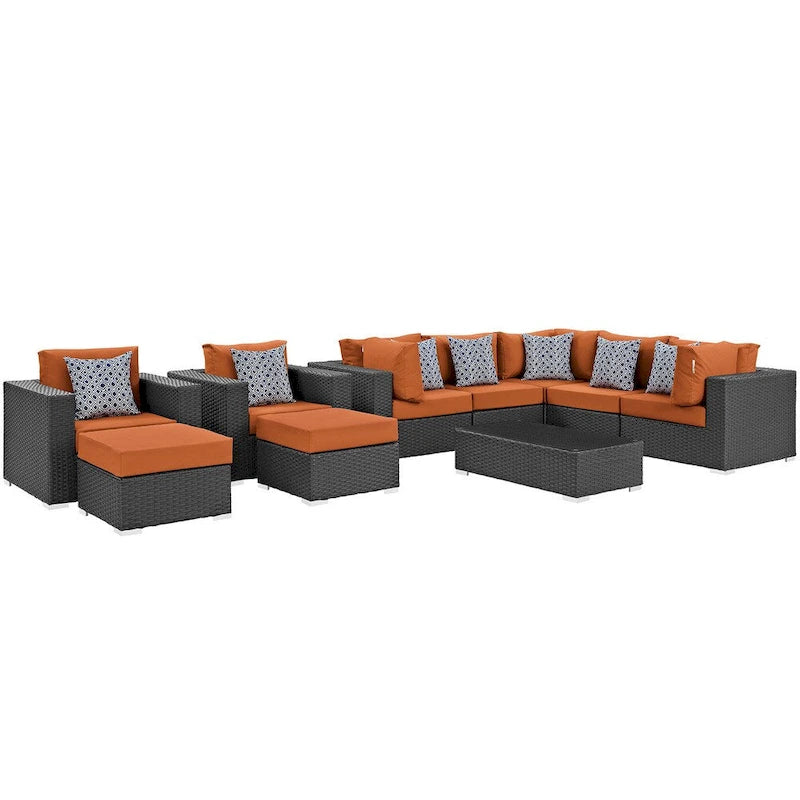 Sojourn 10-piece Outdoor Patio Sunbrella Sectional Set