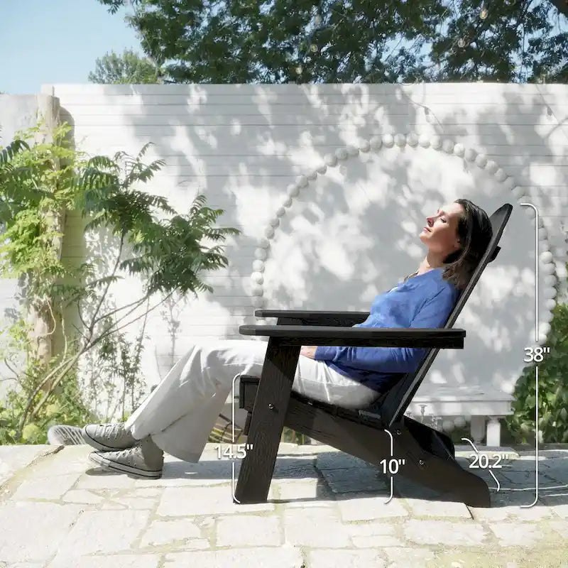 LUE BONA Foldable HDPS Weather Resistant Patio Adirondack Chairs With Cup Holder Set of 6 - 35 D x 30 W x 36.2 H