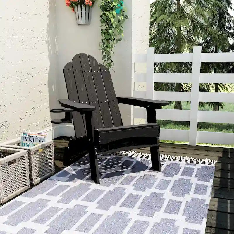 LUE BONA Foldable HDPS Weather Resistant Patio Adirondack Chairs With Cup Holder Set of 6 - 35 D x 30 W x 36.2 H