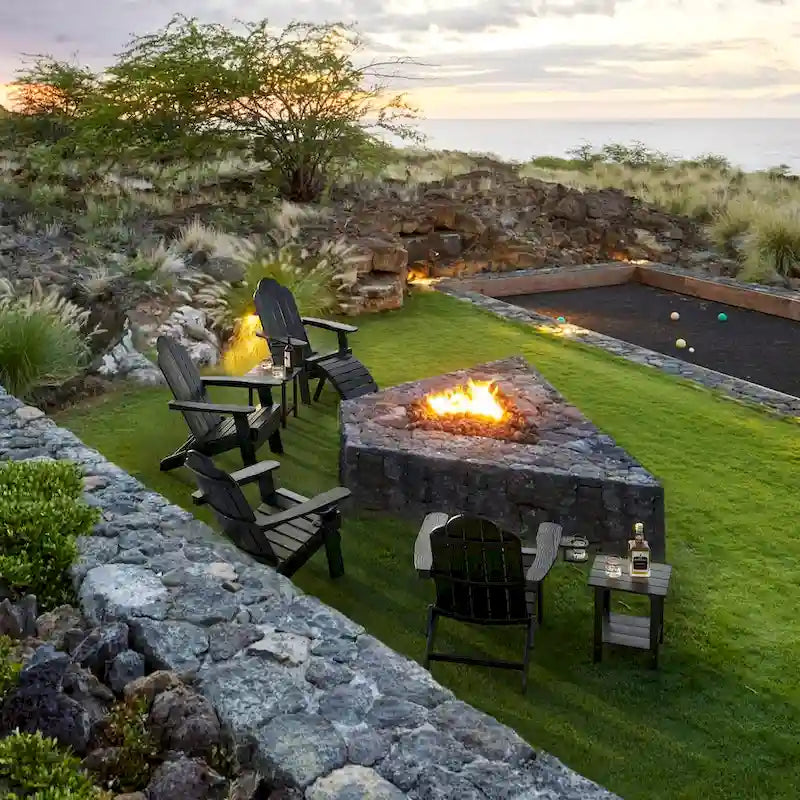 LUE BONA Foldable HDPS Weather Resistant Patio Adirondack Chairs With Cup Holder Set of 6 - 35 D x 30 W x 36.2 H