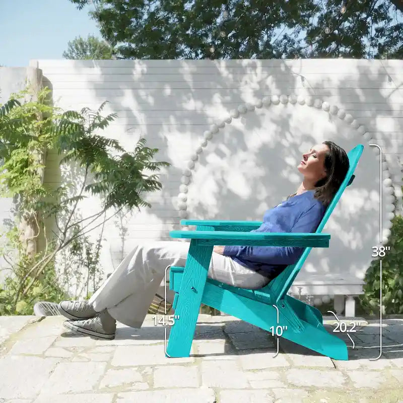 LUE BONA Foldable HDPS Weather Resistant Patio Adirondack Chairs With Cup Holder Set of 6 - 35 D x 30 W x 36.2 H