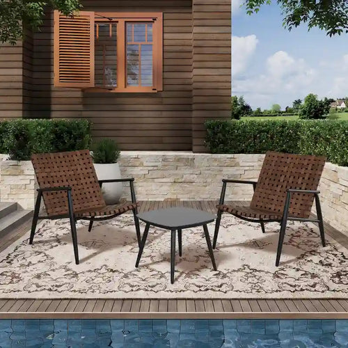3 Piece Patio Outdoor Bistro Set with Coffee Table