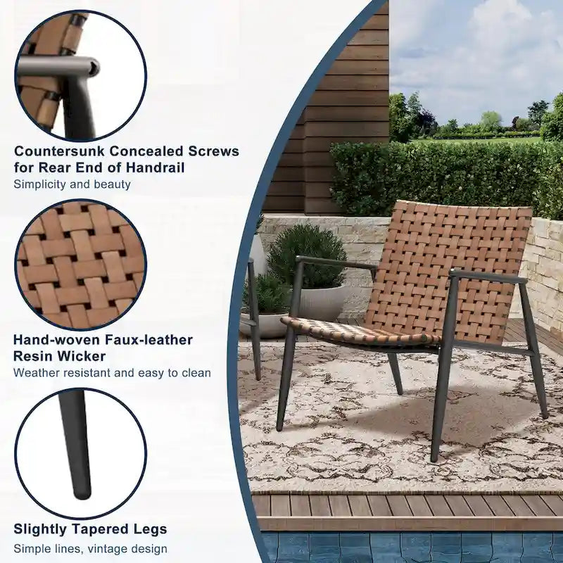 3 Piece Patio Outdoor Bistro Set with Coffee Table