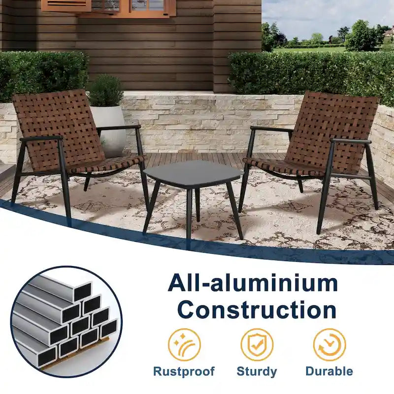 3 Piece Patio Outdoor Bistro Set with Coffee Table