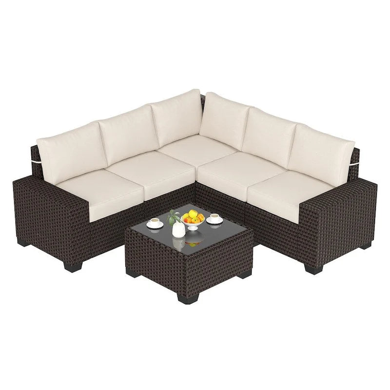 6 Piece Patio Furniture Sets By Rattan Furniture Set With Glass Table And Outdoor Patio Sofa