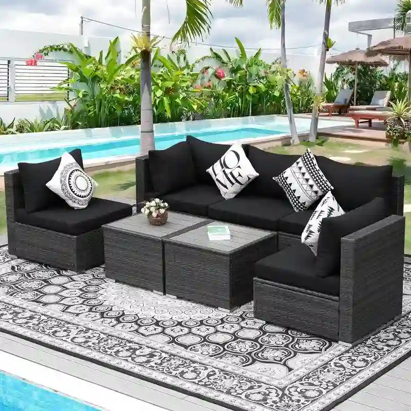 FINCATI 7 Pieces Patio Outdoor Furniture Sofa Set with Coffee Table