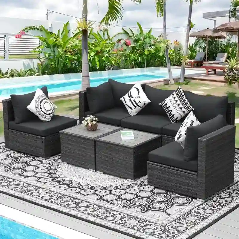 FINCATI 7 Pieces Patio Outdoor Furniture Sofa Set with Coffee Table