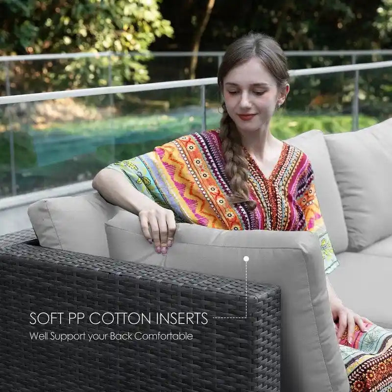 FINCATI 7 Pieces Patio Outdoor Furniture Sofa Set with Coffee Table