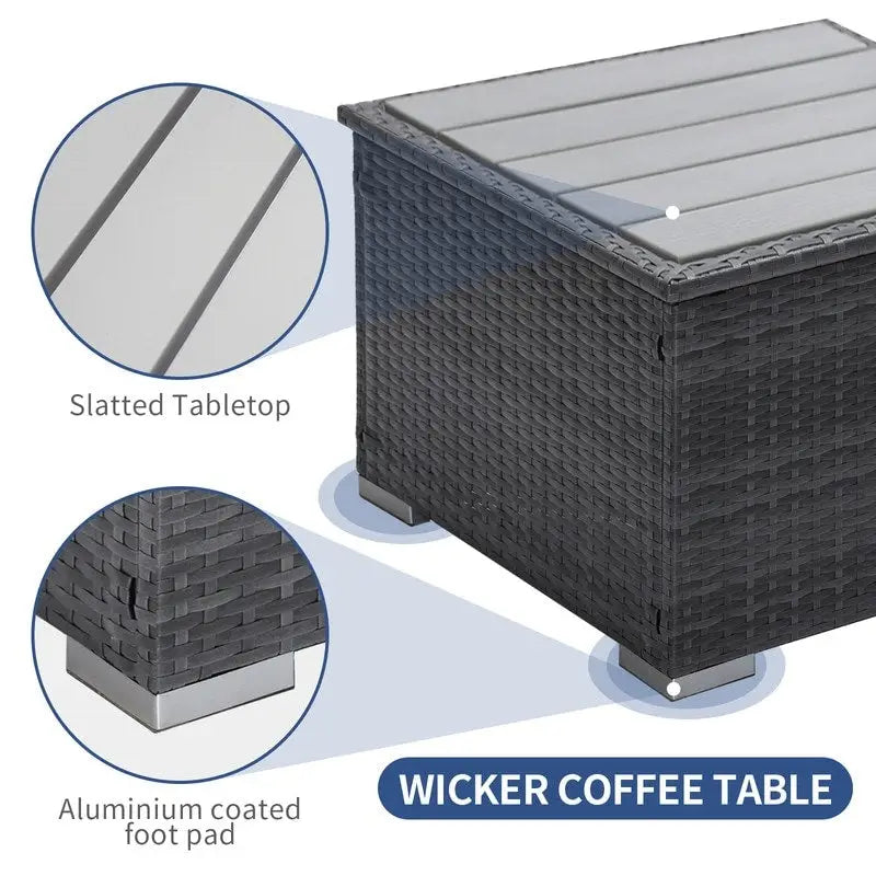 FINCATI 7 Pieces Patio Outdoor Furniture Sofa Set with Coffee Table