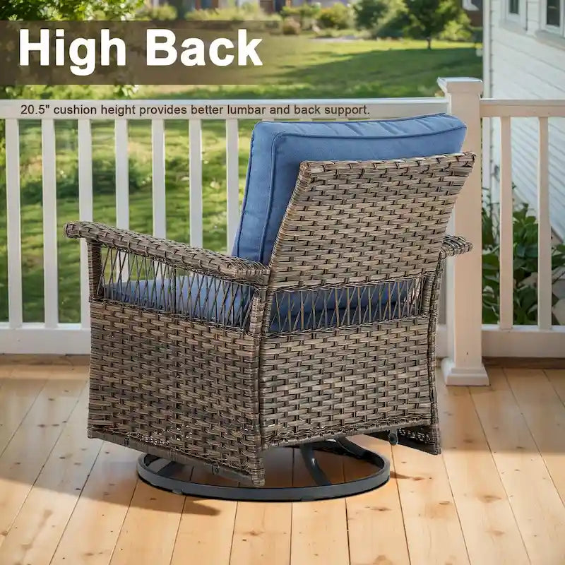 Gymojoy 4PCS Patio Rattan Chair Ottomans Set - Brown