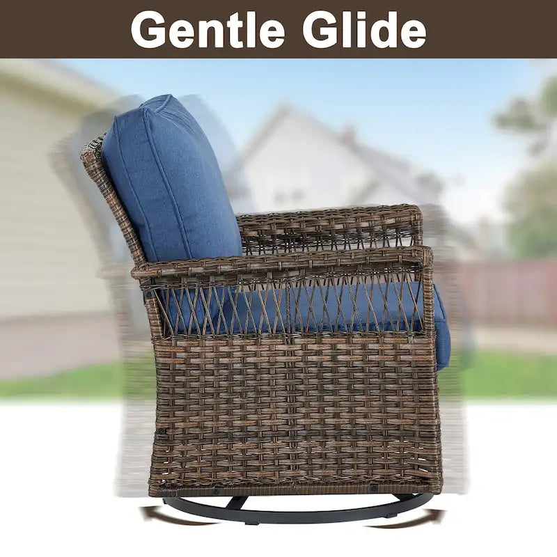 Gymojoy 4PCS Patio Rattan Chair Ottomans Set - Brown